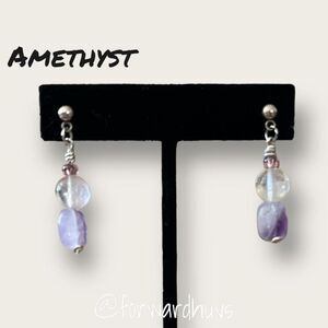 Amethyst and Jadeite Pierced Earrings